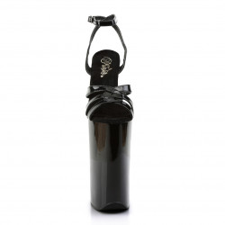 Чорні лакові босоніжки для стрипу на високій платформі